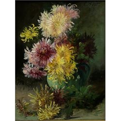 Eugene Petit (French 1839-1886): Still Life of Chrysanthemums, oil on panel signed 48cm x 37cm