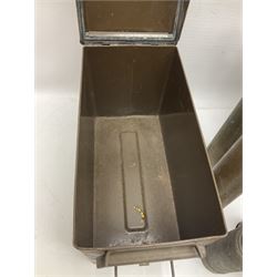 Large collection of shell and bullet casings, including a trench art example, together with a metal cartage case and wooden case