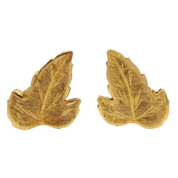  Pair of 18ct gold leaf clip earrings, stamped 750  