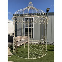 Wrought metal cream painted Gazebo 
 - THIS LOT IS TO BE COLLECTED BY APPOINTMENT FROM DUGGLEBY STORAGE, GREAT HILL, EASTFIELD, SCARBOROUGH, YO11 3TX