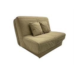 Slumberland - two seater fold out sofa bed upholstered in neutral fabric