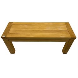 Solid light oak rectangular bench seat