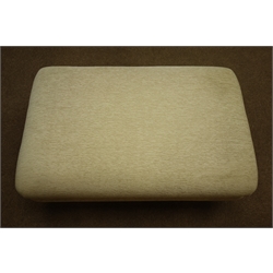  Rectangular footstool, upholstered in ivory fabric  on turned supports with brass castors, W97, H39cm, D60cm  
