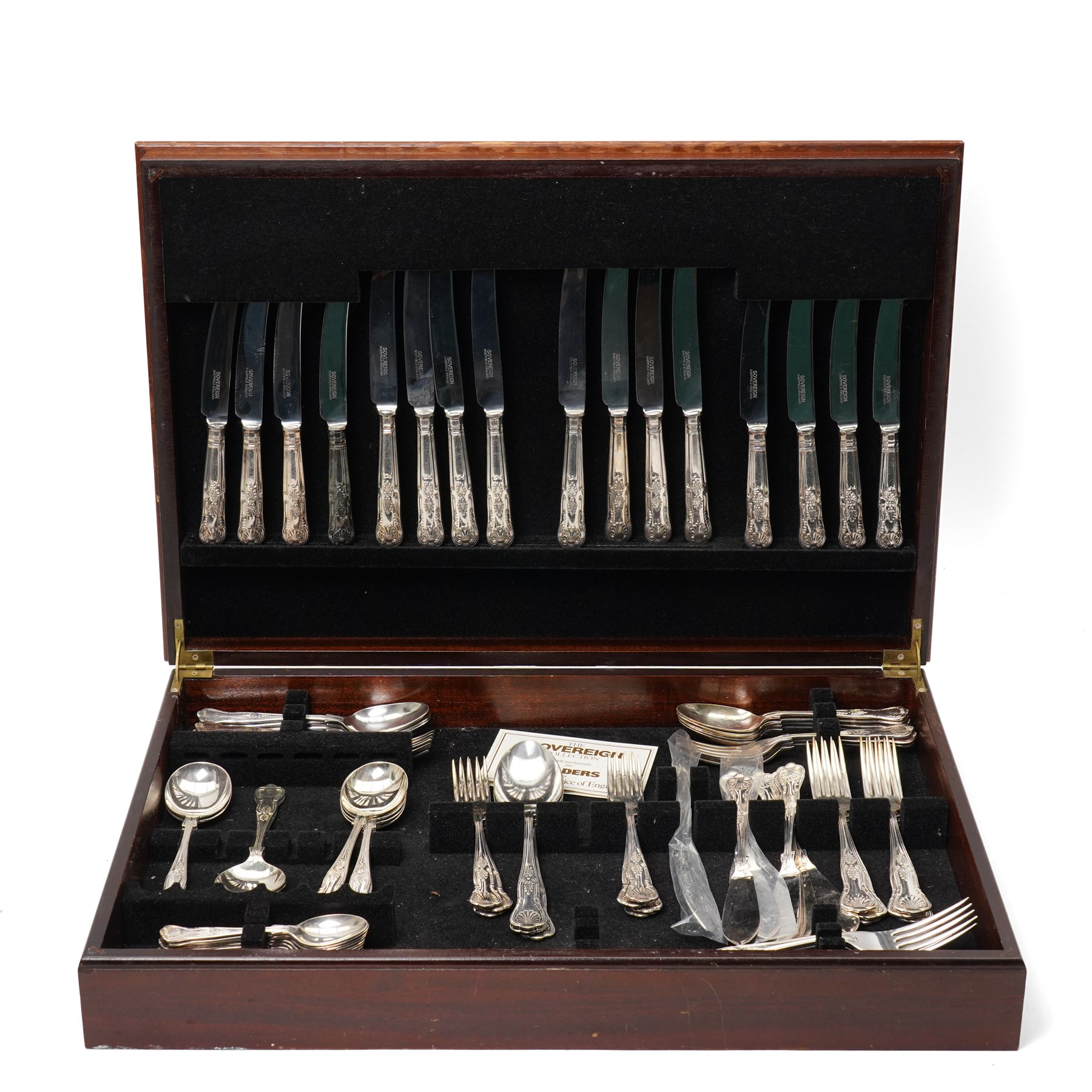 Canteen of silver plated Kings pattern cutlery for eight covers, boxed (not complete)