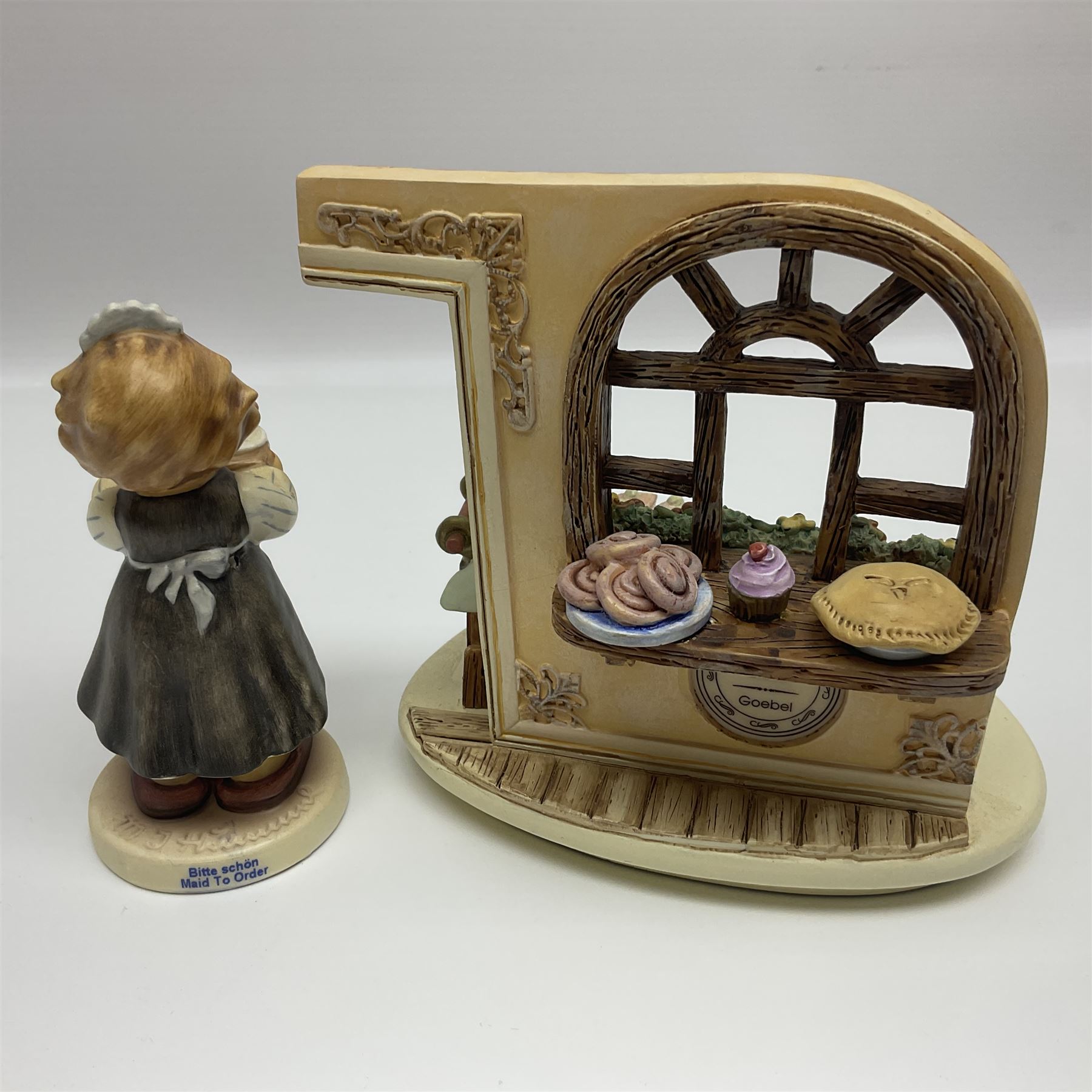 Nine Hummelscapes by Goebel, to include Bavarian Bire Garten, Cuck Crossing, Fisherman's Feast, Strudel Haus etc, each with associated Hummel figures, tallest H14cm 