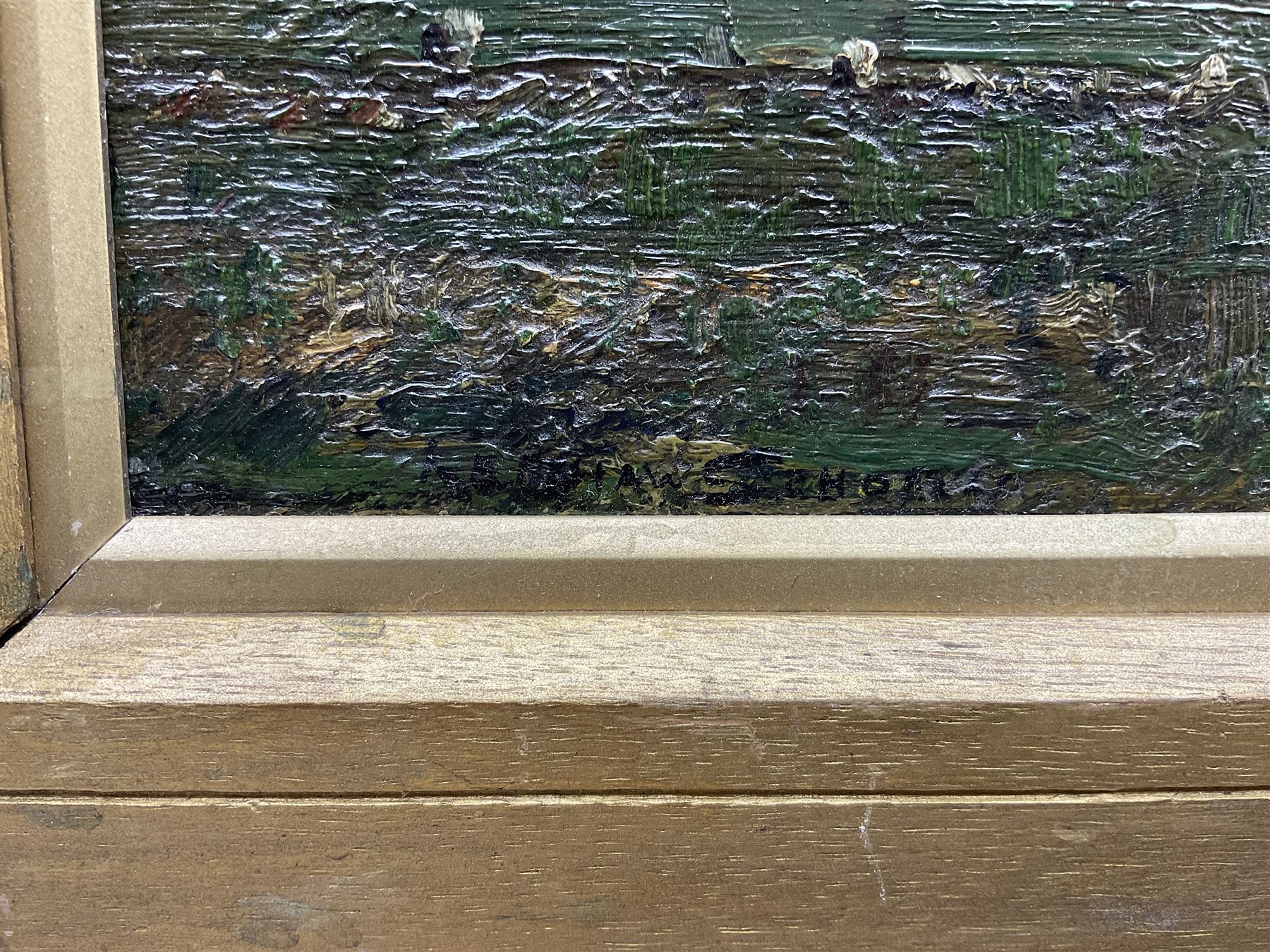 Kershaw Schofield (British 1872-1941): Windmill under Cloudy Skies, oil on canvas signed 28cm x 43cm