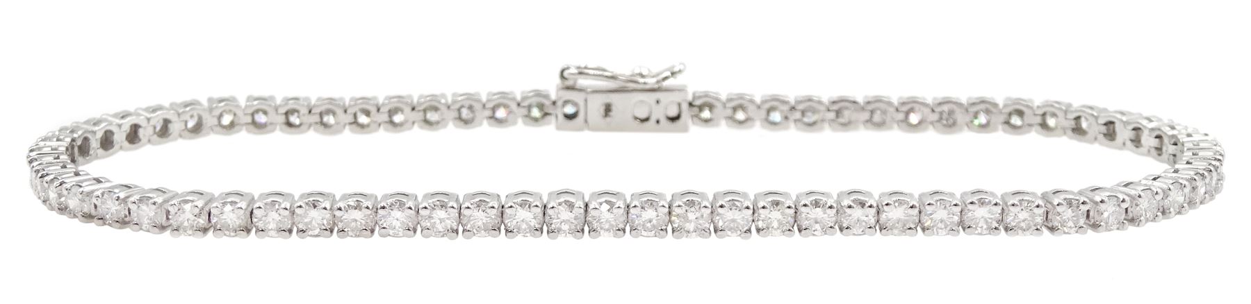 18ct white gold round brilliant cut diamond bracelet, stamped 750, total diamond weight approx 3.00 carat