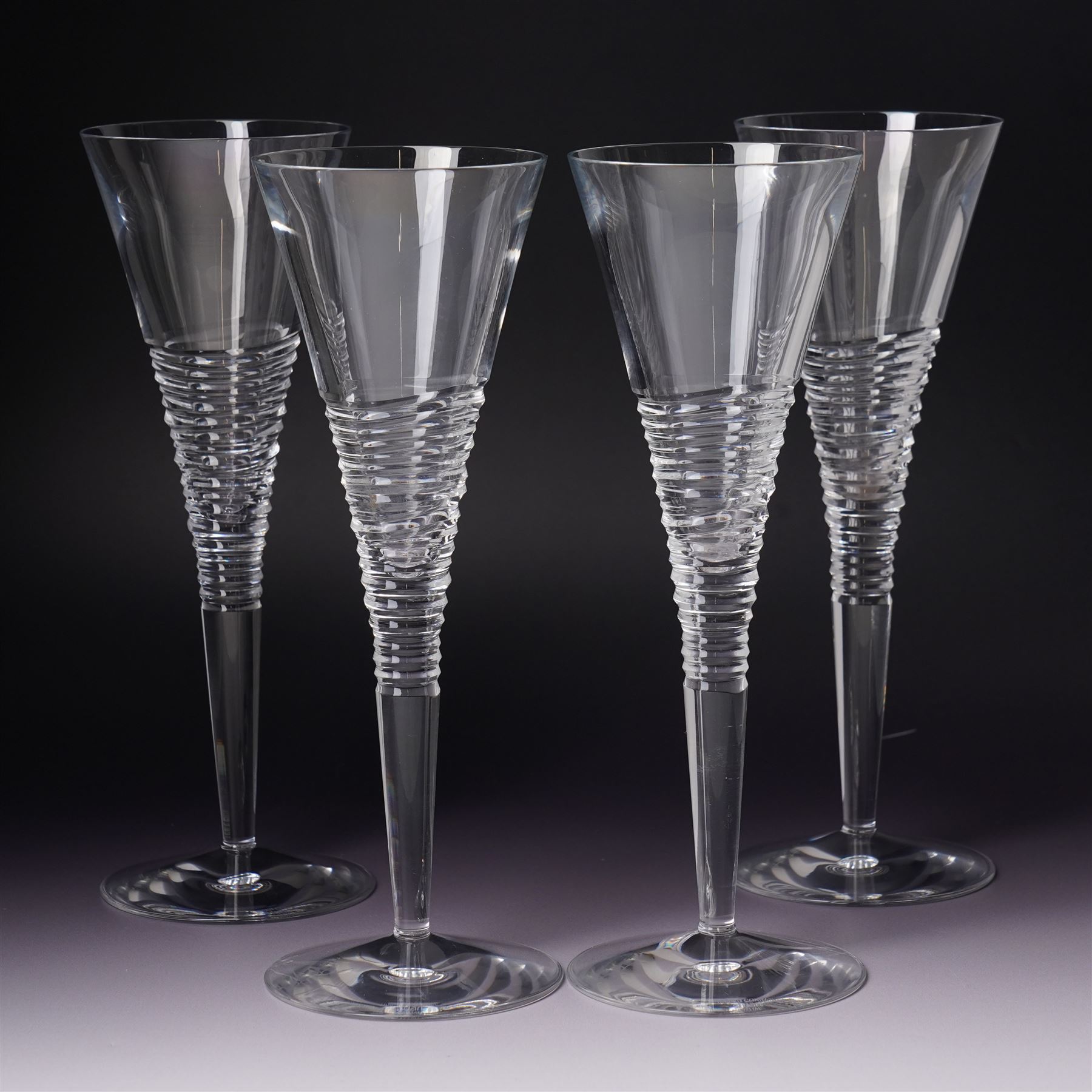 Jasper Conran for Stuart - four 'Strata' champagne flutes H26cm
