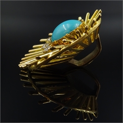  Turquoise and diamond set 18ct gold pendant  