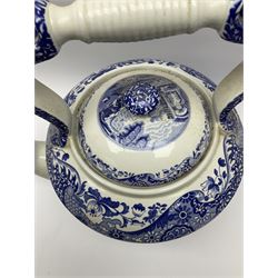 A large Spode blue and white Italian pattern novelty teapot, H33cm, with black printed mark beneath, together with a selection of other Spode blue and white Italian pattern wares. 