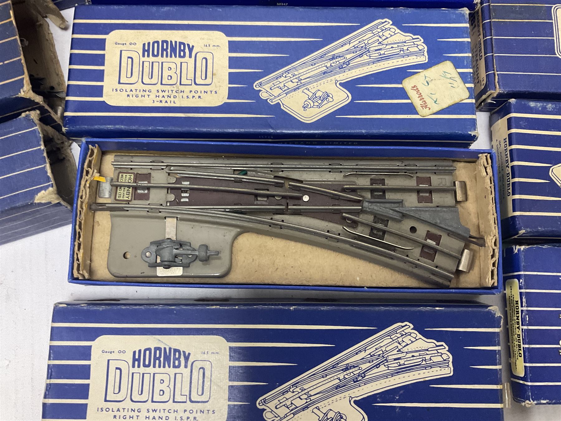 Hornby Dublo - 4620 Breakdown Crane; TPO Mail Van Set; D1 Level Crossing; Pullman cars and goods vans; with a large quantity of track to include straight and curved track, switch points and buffer stops; boxed and loose