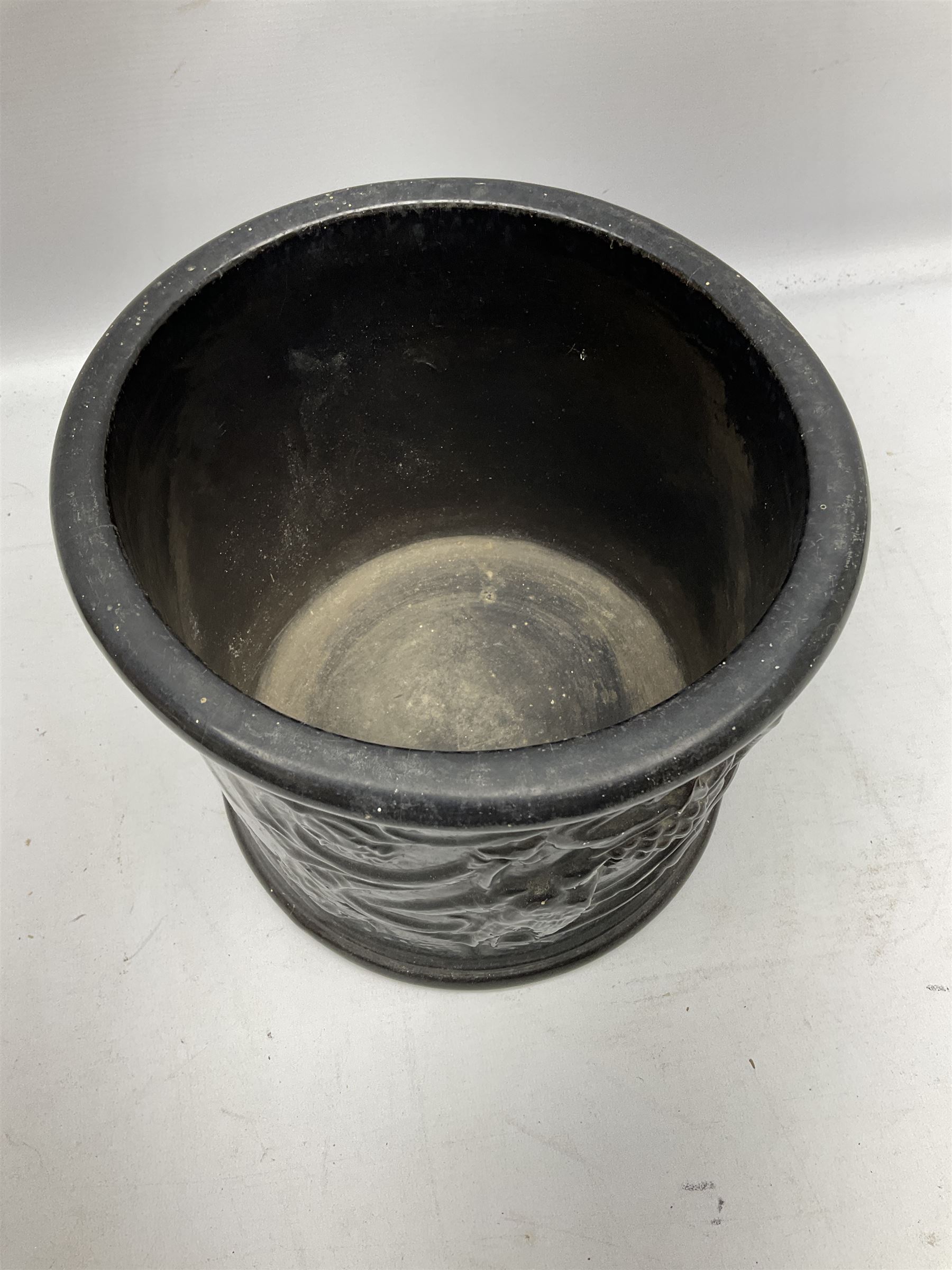 Lovatt Langley jardiniere of molded form, depicting birds upon blossoming branches