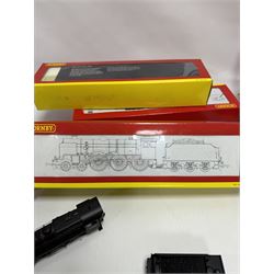 Four Hornby '00' gauge locomotives, comprising R2732 BR Stanier Class 4P 2-6-4 locomotive no. 42616, R2360 BR Class 5MT 4-6-0 locomotive no. 44762 weathered, R2208 BR Patriot Class 5XP 4-6-0 locomotive re-worked as Royal Tank Corps no. 45507 and R2250 Br class 5MT 4-6-0 locomotive no. 45253, all boxed 