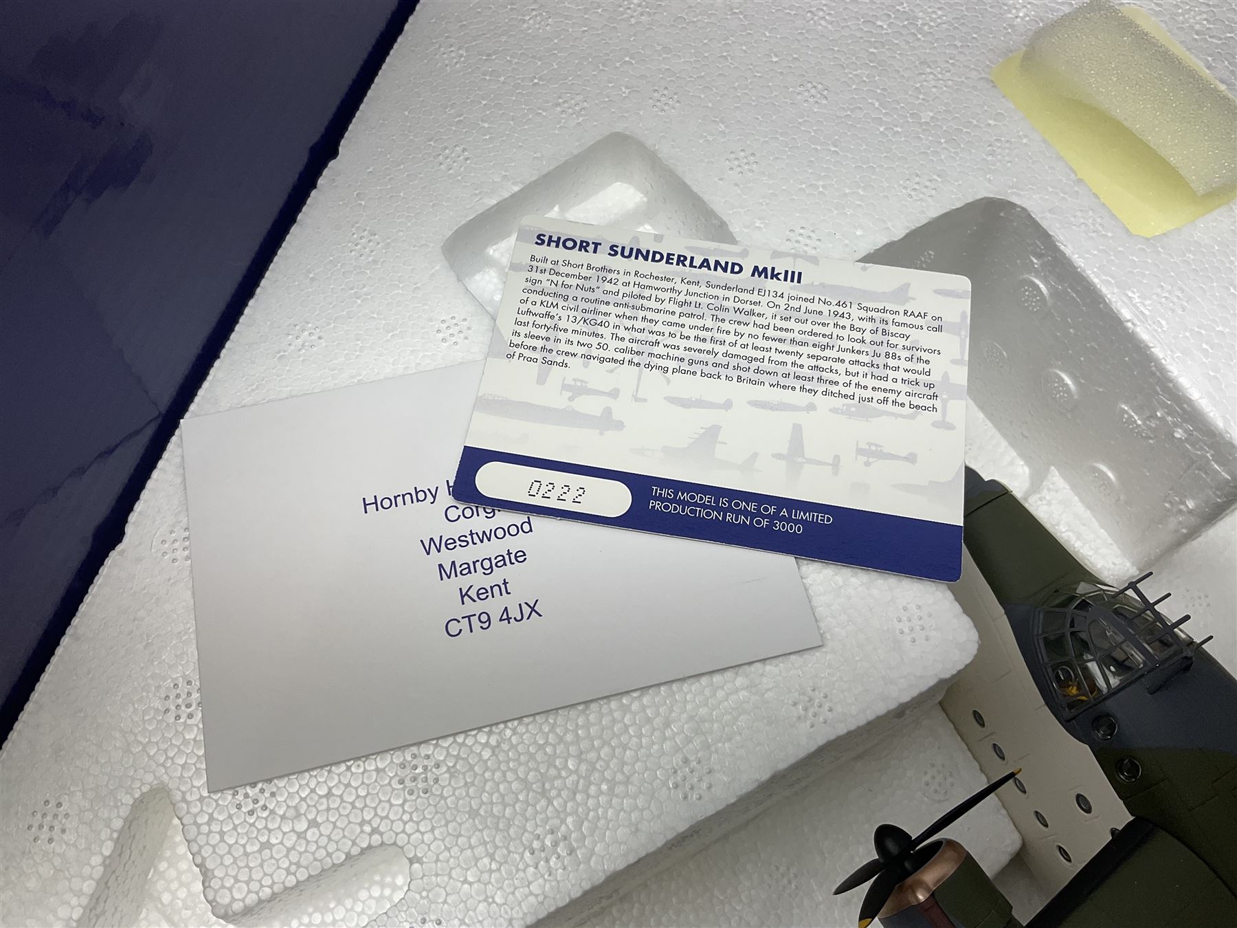 Corgi Aviation Archive - limited edition AA27501 1:72 scale model of Short Sunderland Mk.III bomber No.0222/3000, boxed with certificate card