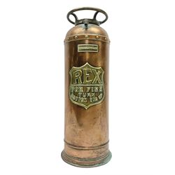 Early 20th century copper and brass Rex fire extinguisher, H55.5cm