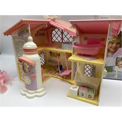 1980s Hasbro My Little Pony - Dream Castle and Show Stable; both boxed, together with Lullaby Nursery and Carry Case; ten generation one ponies, including Majesty, Skydancer and Locket; and assorted accessories 