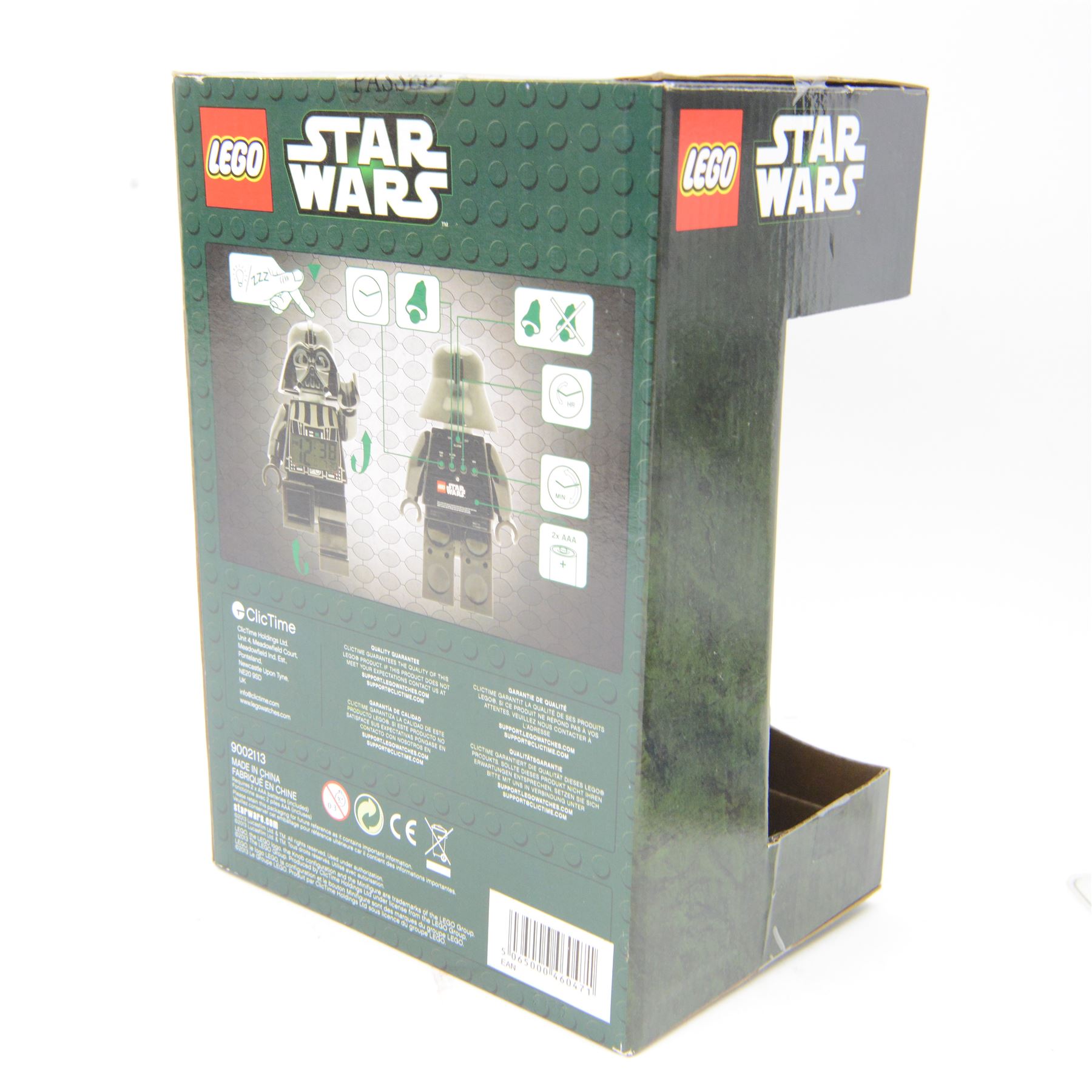 Star Wars collectables, comprising Cards Inc. Characters Star Wars Storm Trooper Collector's Edition Cookie Jar, Lego Star Wars Darth Vader Alarm Clock and Led Key Light, Placo Toys Darth Vader diecast key chain and a Watchit Darth Vader LCD watch, all boxed or carded