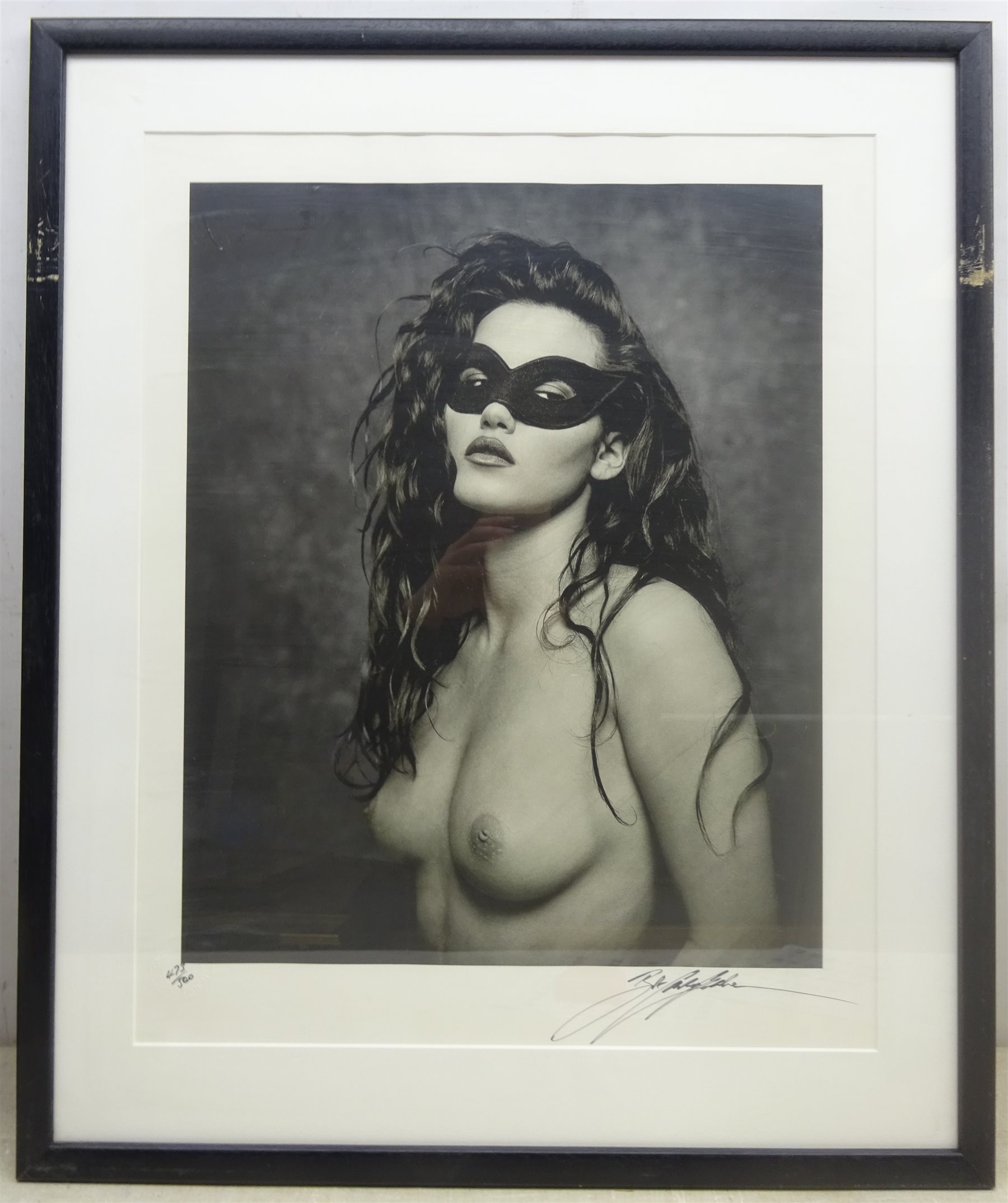 Bob Carlos-Clarke (British 1950-2006): Nude with Eye Mask, limited edition photographic print No.473/500 pub. 1994 signed and numbered in pen with Ilford Limited Edition blindstamp 53cm x 43cm
