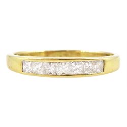 Iliana 18ct gold seven stone princess cut diamond half eternity ring, stamped, total diamond weight 0.50 carat 