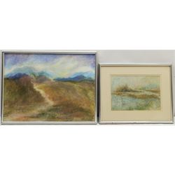 Madeleine Eyland (Belgian/British 1930-2021): Misty Landscapes, two pastels signed 35cm x 47cm and 18cm x 26cm (2) 
Provenance: artist's studio collection. Marie-Madeleine Eyland (neé Legrain) was born in 1930 at Floriffoux, Belgium; she lived most of her life in Scarborough working as a nurse and an artist.
