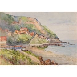 George Farquhar Pennington (British 1872-1961): Robin Hoods Bay and Runswick Bay, four watercolours, one signed with monogram, max 25cm x 35cm (4) (unframed)
