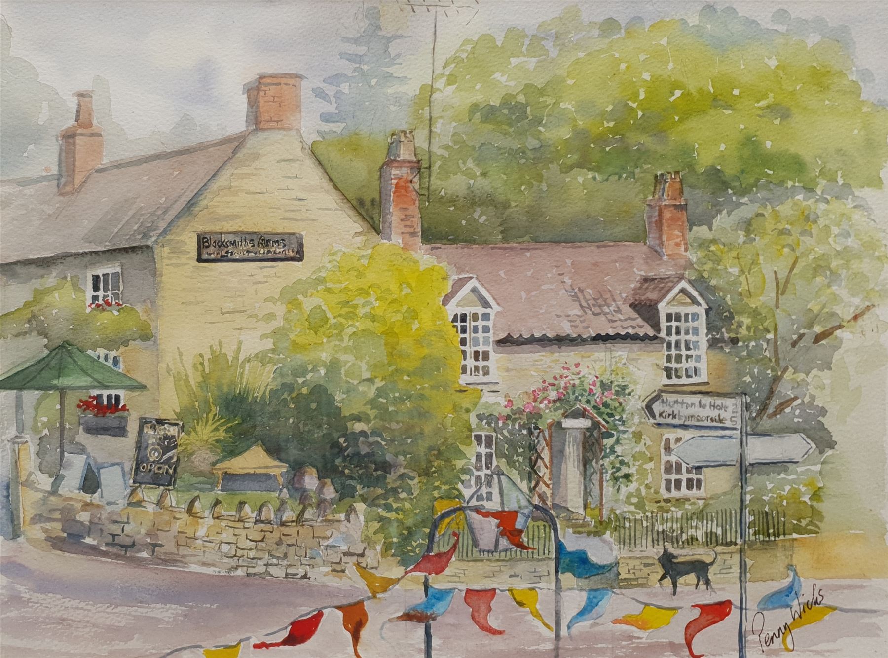 Penny Wicks (British 1949-): 'Blacksmiths Arms Lastingham', watercolour signed 29cm x 39cm