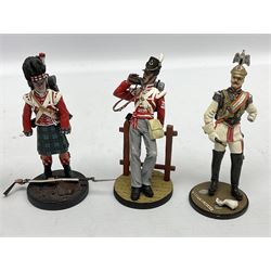 Ten various composition figures of French soldiers, possibly by Elastolin, H9cm; and eight lead figures of French soldiers; together with five modern metal figures of soldiers (23)
