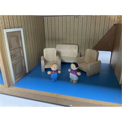 Swedish Lundby dolls house with furniture, H42cm, L66cm