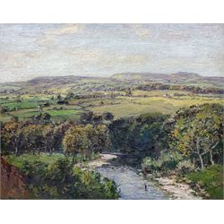 George Graham (British 1881-1941): View over the River Wharfe, oil on canvas signed and da...