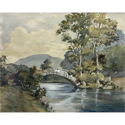 English School (Early 20th century): 'Rothay Bridge', watercolour  heightened in white indistinctly signed 35cm x 44cm