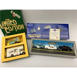 Corgi limited edition models - Transport of the 30s set; British Rail set; D72/1 Minors and Populars set; D75/1 Police Cars of the Sixties set; and five others D17/1, C26, 97084, 97086 and 97104; all mint and boxed with certificates (9)