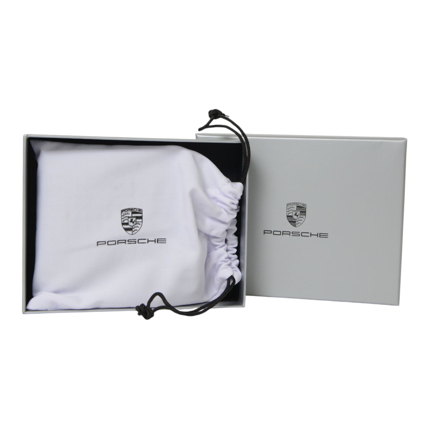 Porsche men's leather wallet, with protective slip cover in original box, wallet H9cm, L12cm 