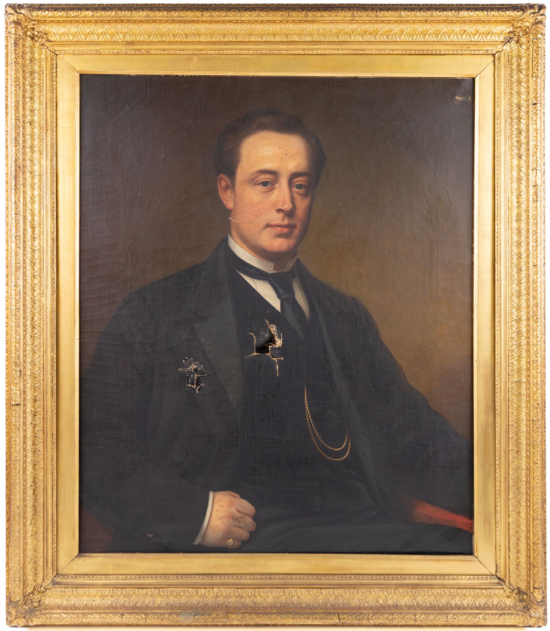 George Buckley (British c1824-1870): Portrait of a Gentleman, signed and dated 1869, 73cm x 61cm 