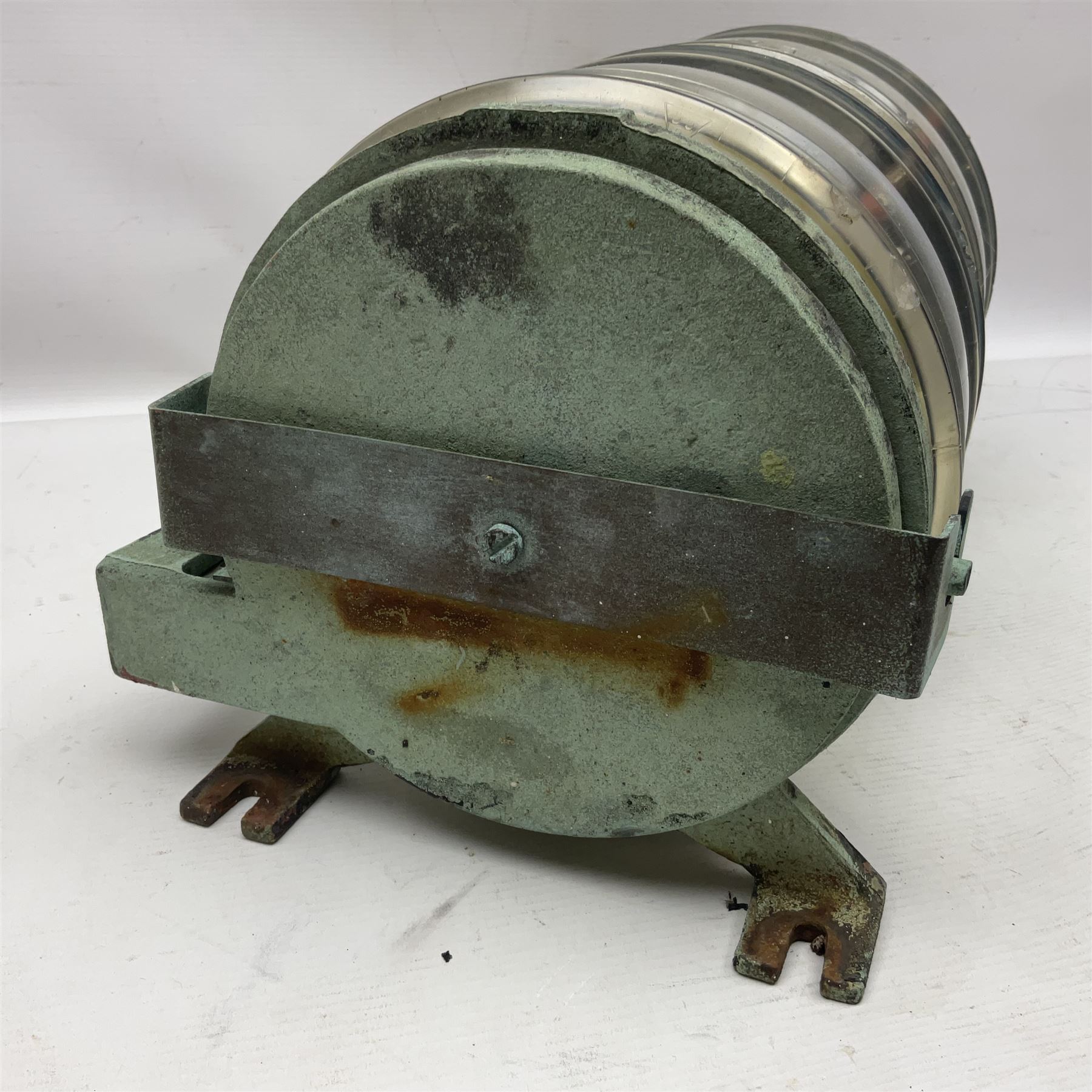 Two port and starboard brass lamps, each with a plaque marked 'Noack as Lanterne KL.A Serie 700 Type 704D Babord', ribbed green and red glass shades, H44cm