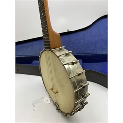  Windsor Popular Model 3 five-string banjo, impressed mark and maker's label and retailer's plaque for 'Leonard Dews 10 Euston Street also 43 Market Street, Blackpool', L89cm, in carrying case  