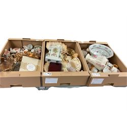 Collection of Staffordshire style figures, together with ceramics and other items, in three boxes 