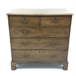  Georgian mahogany chest, two short and three long cockbeaded drawers, shaped bracket supports, in two sections, W104cm, H105cm, D53cm)  