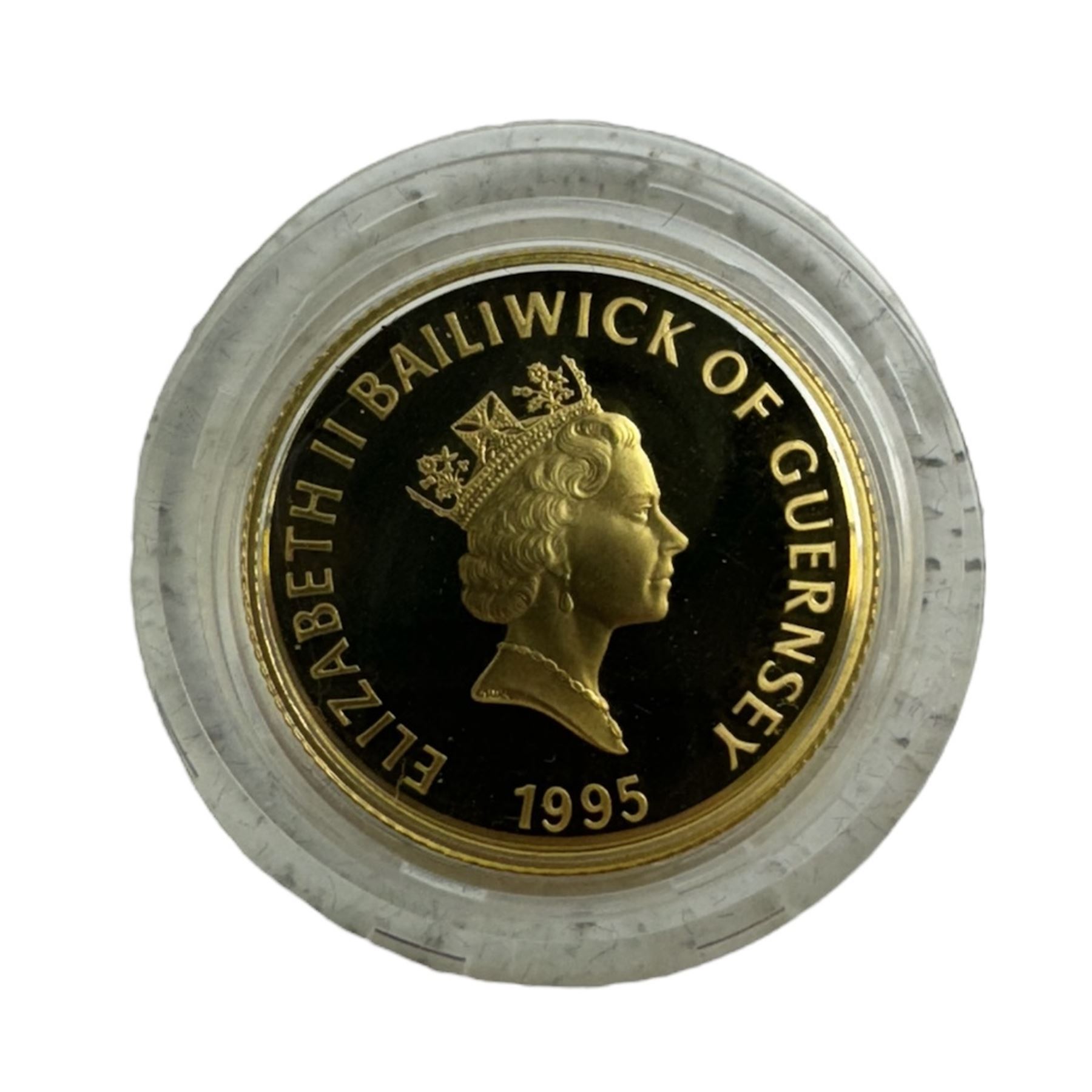 Queen Elizabeth II Bailiwick of Guernsey 1995 'Queen Elizabeth The Queen Mother 95th Birthday' gold proof twenty-five pounds coin, in Westminster case with certificate