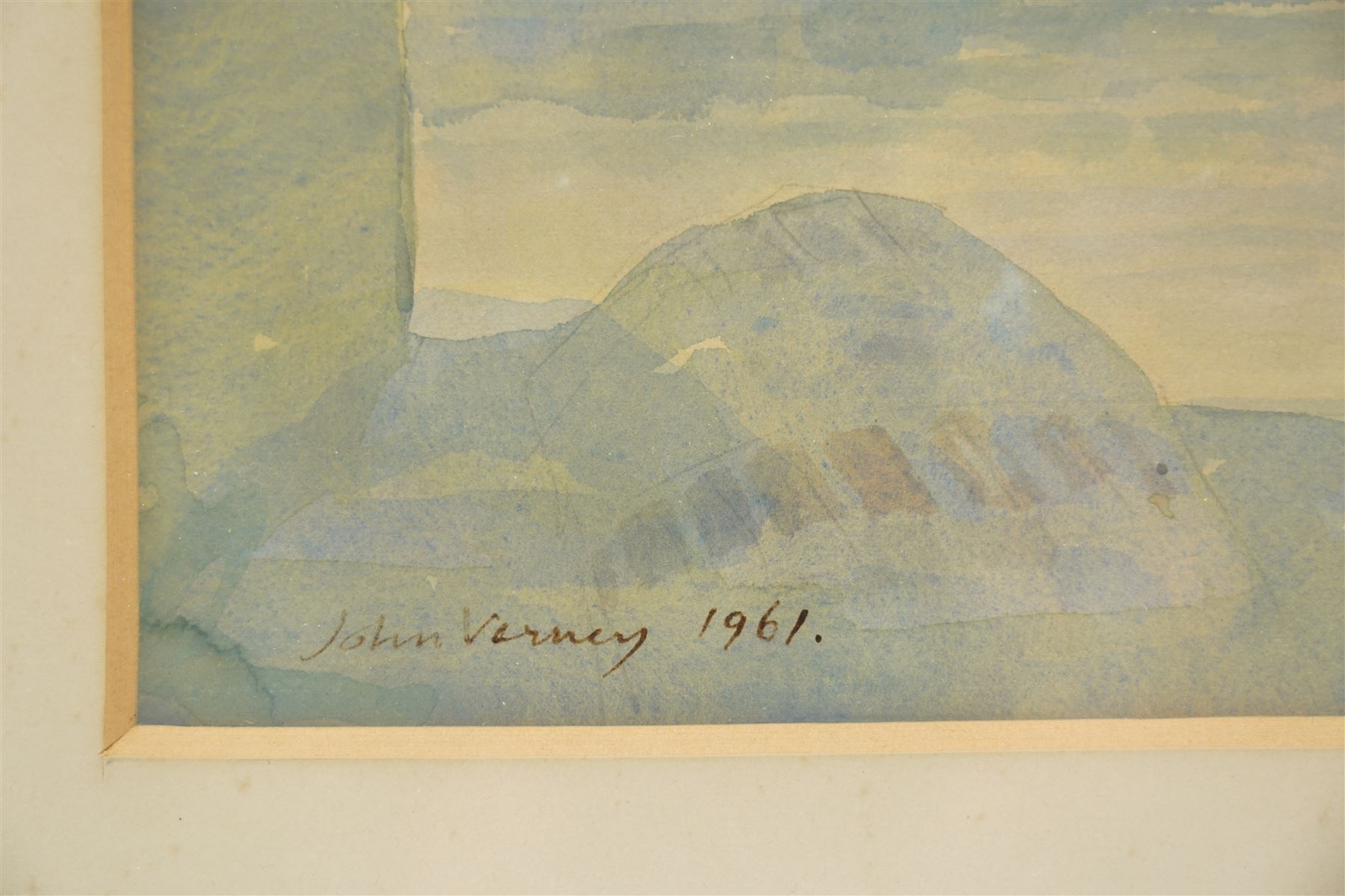 Sir John Verney (British 1913-1992): 'Mills Yard' - The Chairman of the Farnham Society Recording the Site of the New Police Station, watercolour signed and dated 1961, titled verso 33cm x 49cm 