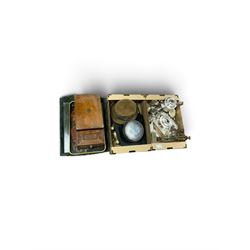 Collection of silver plate, including sugar shaker, teapot etc, together with tea caddy, w...