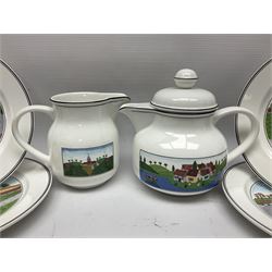 Villeroy and Boch Naif pattern tea service, comprising teapot, jug, covered sucrier, two mugs, two breakfast bowls and four side plates (11)