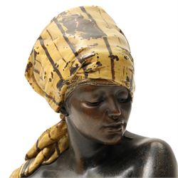 After Rudolf Thiele (German 1856-1930): North African Woman, bronzed composite figure, numbered 3635 to base, 31cm