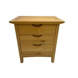 Oak bedside chest fitted with three drawers