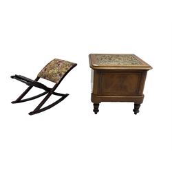 Victorian mahogany commode and a gout stool 