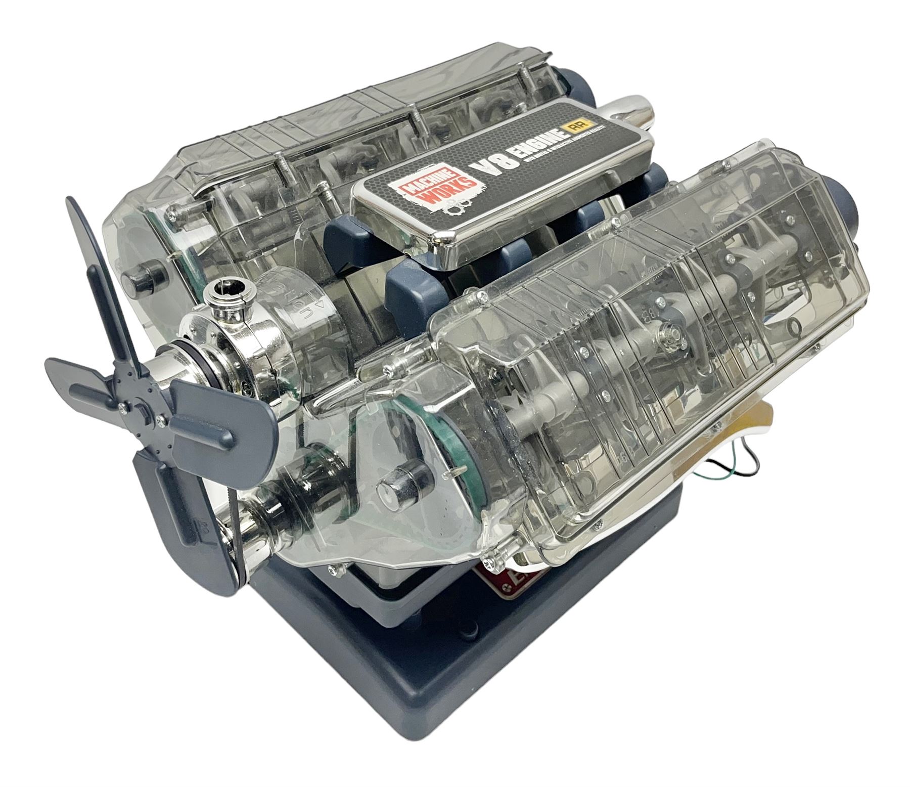 Machine Works battery operated model of a V8 car engine featuring working parts, sound and illuminating spark plugs L29cm