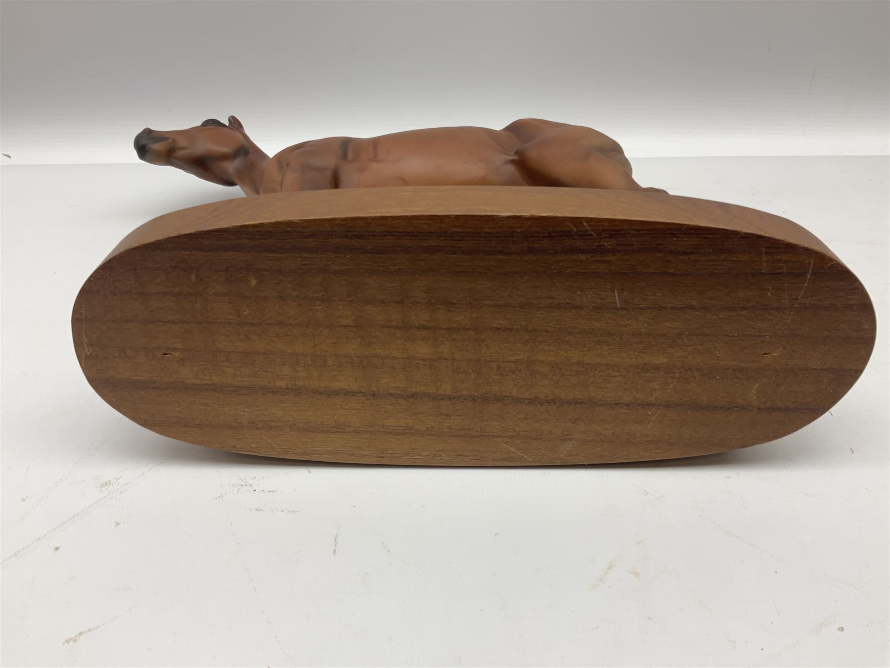 Beswick 'Mill Reef' horse figure, on a wooden plinth together with Beswick Ware horse figure 'Red Rum' on wood plinth, both with printed mark beneath