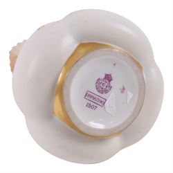 Royal Worcester, large blush ivory ewer decorated with floral sprigs, shape 1227, together with quatrelobe coral jug, decorated with wisteria shape 1507, H30cm