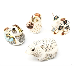  Four Royal Crown Derby Collectors Guild paperweights: Duckling, Snuffle, River Bank Vole and Owlet, all boxed (4)  