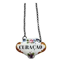 Seventeen mid 18th century and later enamel wine labels, one example of heart shaped form, the rest of cartouche and escutcheon form, various titles including Claret, Rum, Sloe Gin, Port, Whisky, Cowslip, Cherry-Brandy, etc., largest example W7cm 