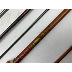 Shakespeare 'Composite Beachcaster 1332-300' 10ft two piece rod with Shakespeare alpha reel, Elastiglas two piece fly rod, Ryobi Masterline carbon fibre 'Pioneer PIF 85 Fly 8' 6